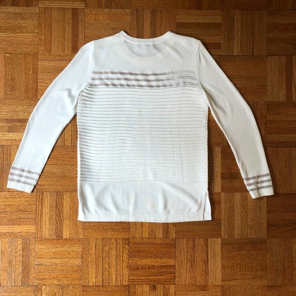 Reiss Corinne Sheer Stripe Sweater in Off White - Picture 2 of 5